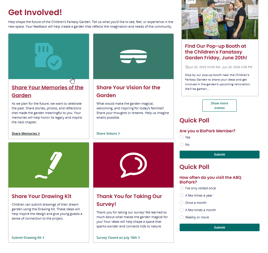 Screenshot of digital engagement platform